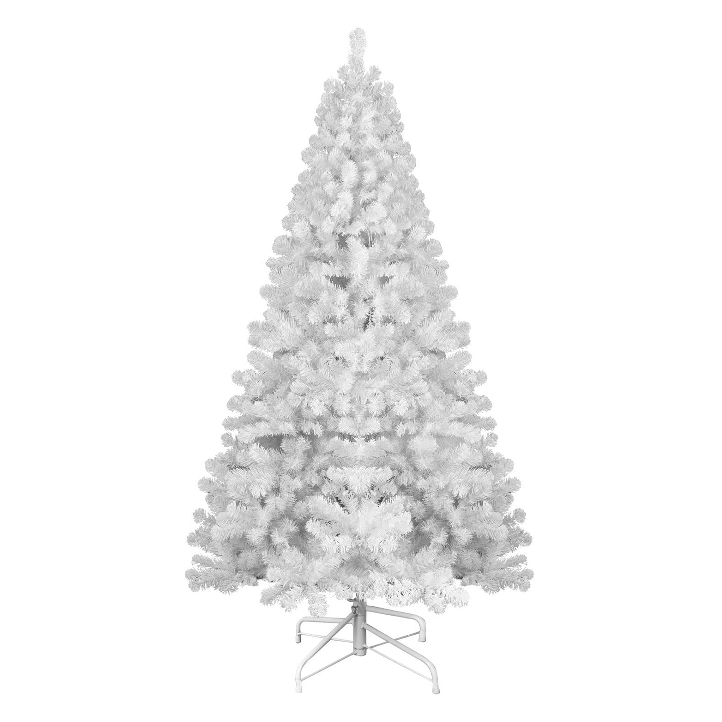 7ft White Christmas Tree With Memory Wire, 1064 Tips Hinged Artificial PVC Tree, Easy Assembly Holiday Xmas Tree for Ind