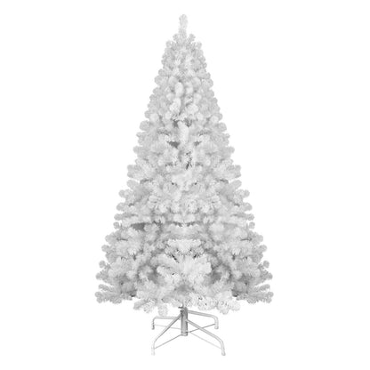 7ft White Christmas Tree With Memory Wire, 1064 Tips Hinged Artificial PVC Tree, Easy Assembly Holiday Xmas Tree for Ind