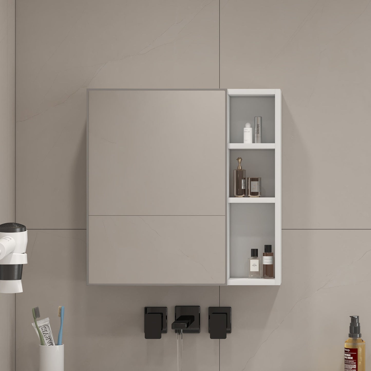 A White MDF Material Mirror Cabinet, Bathroom Mirror,  MDF Material Mirror Cabinet,a Separate Wall Mounted Bathroom Mirr