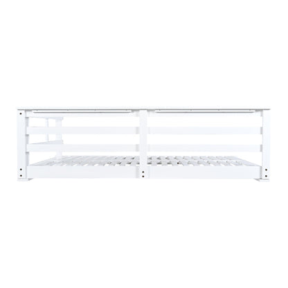 Acacia Wood Porch Swing Bed for Outdoor With Hemp Ropes - Full Size Patio Hanging Bed, 350lbs Capacity, Open-Side Minima