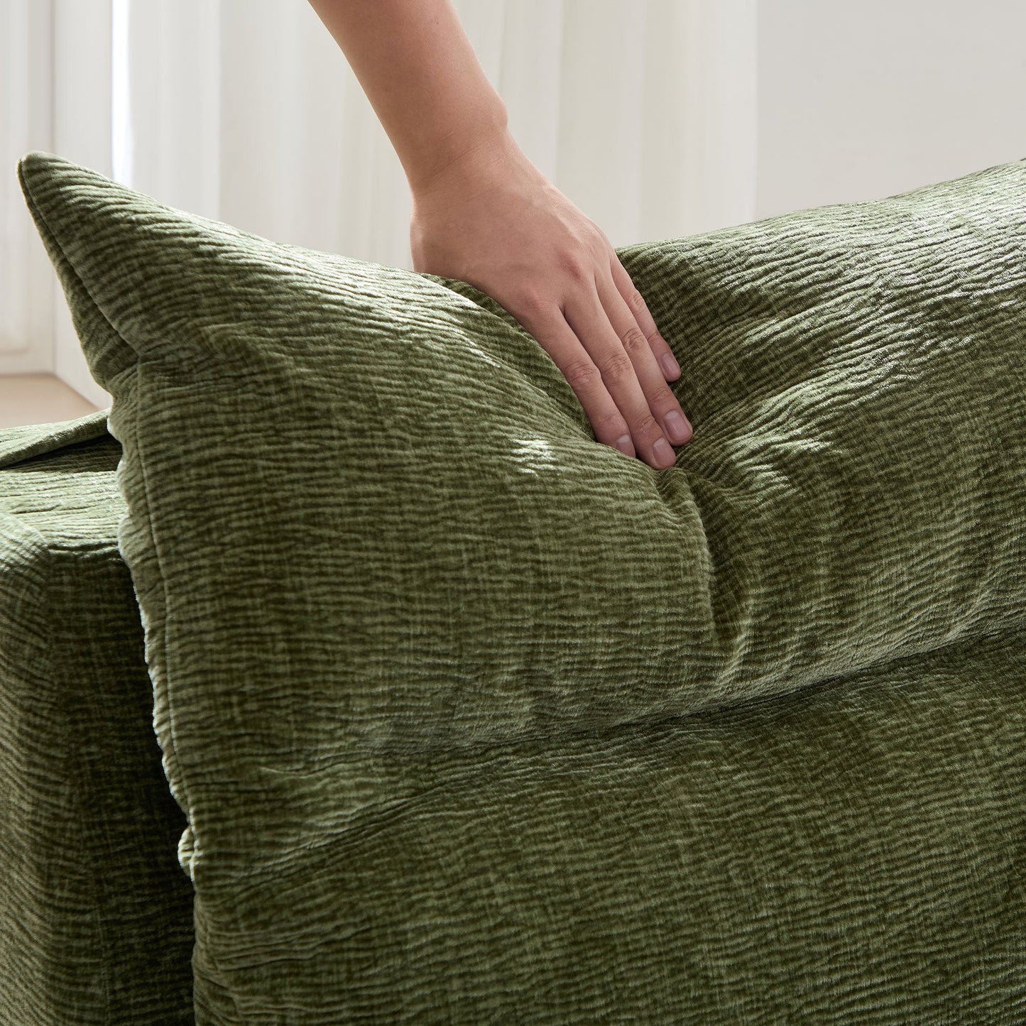 3 Seat Chair Sofa Lounge Chair With Backrest Fully Compressed Sofa Suitable for Living Room, Bedroom, Polyester,GREEN