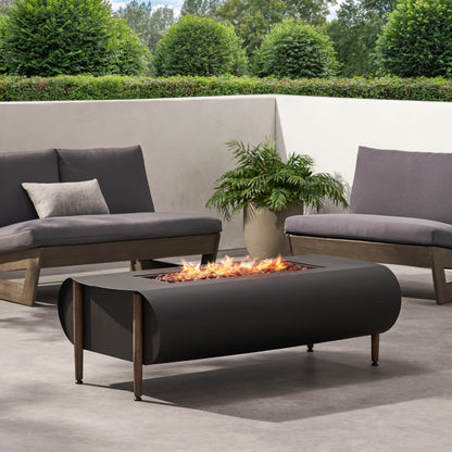 Vernon Rectangle Fire Pit 50,000 BTU Dark Gray Iron 50x25.5x15.25 Inches