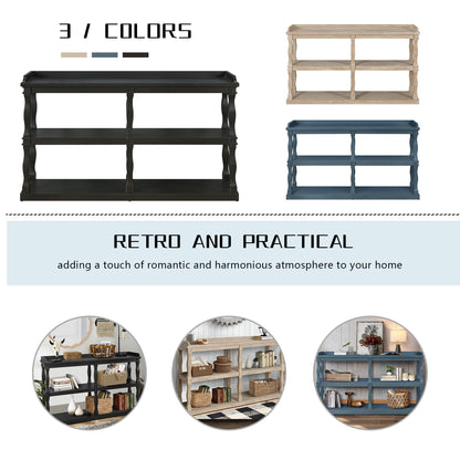 Console Table With 3-Tier Open Storage Spaces and Roman Column Effect Support Legs,Narrow Sofa Entry Table for Living Ro