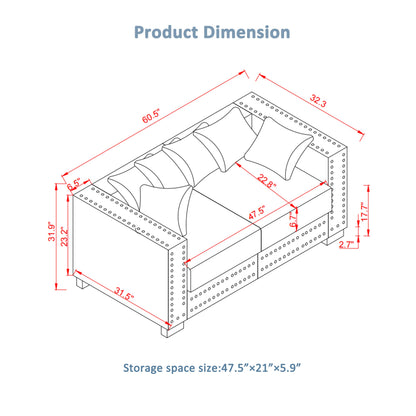 Modern Design Living Room Sofa 2+3 Seater Square Armrest With Silver Nails Decoration Upholstered Velvet Couch Green