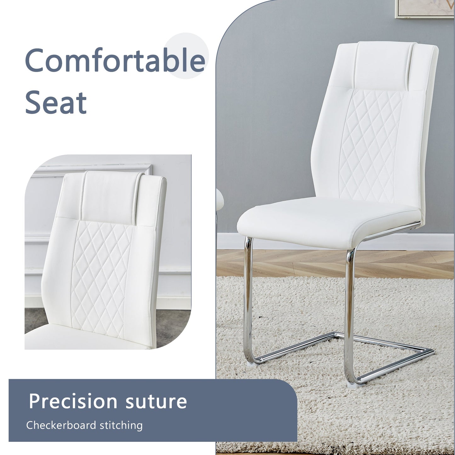 Table and Chair Set.63'x31.5x30' Black Marble-Patterned Slabs Tabletop With Stainless Steel Butterfly Legs.Paried With 4