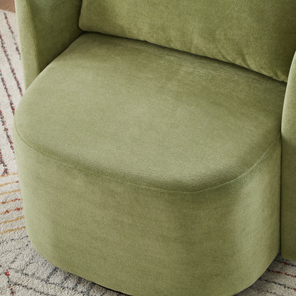 360° Swivel Chair, 29.9' Accent Barrel Armchair, Upholstered With Curved Design, Green Chenille, for Living Room and Off