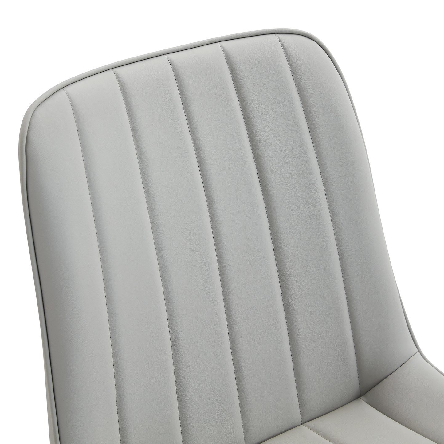 Ergonomic PU Leather Dining Chair Set With Extended Seat Cushion, Metal Legs, Black/Gray