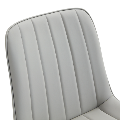 Ergonomic PU Leather Dining Chair Set With Extended Seat Cushion, Metal Legs, Black/Gray