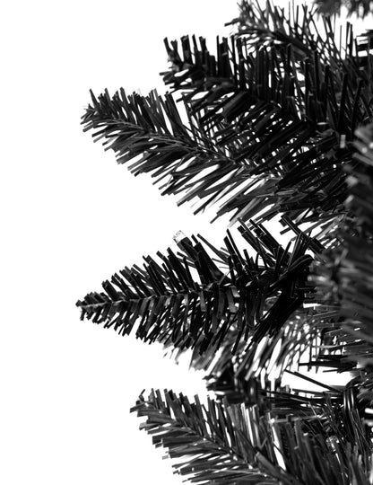 6FT Pre-Lit Black Artificial Hinged Christmas Tree, Holiday Spruce Xmas Tree With 920 Branch Tips and 280 Color LED Chan