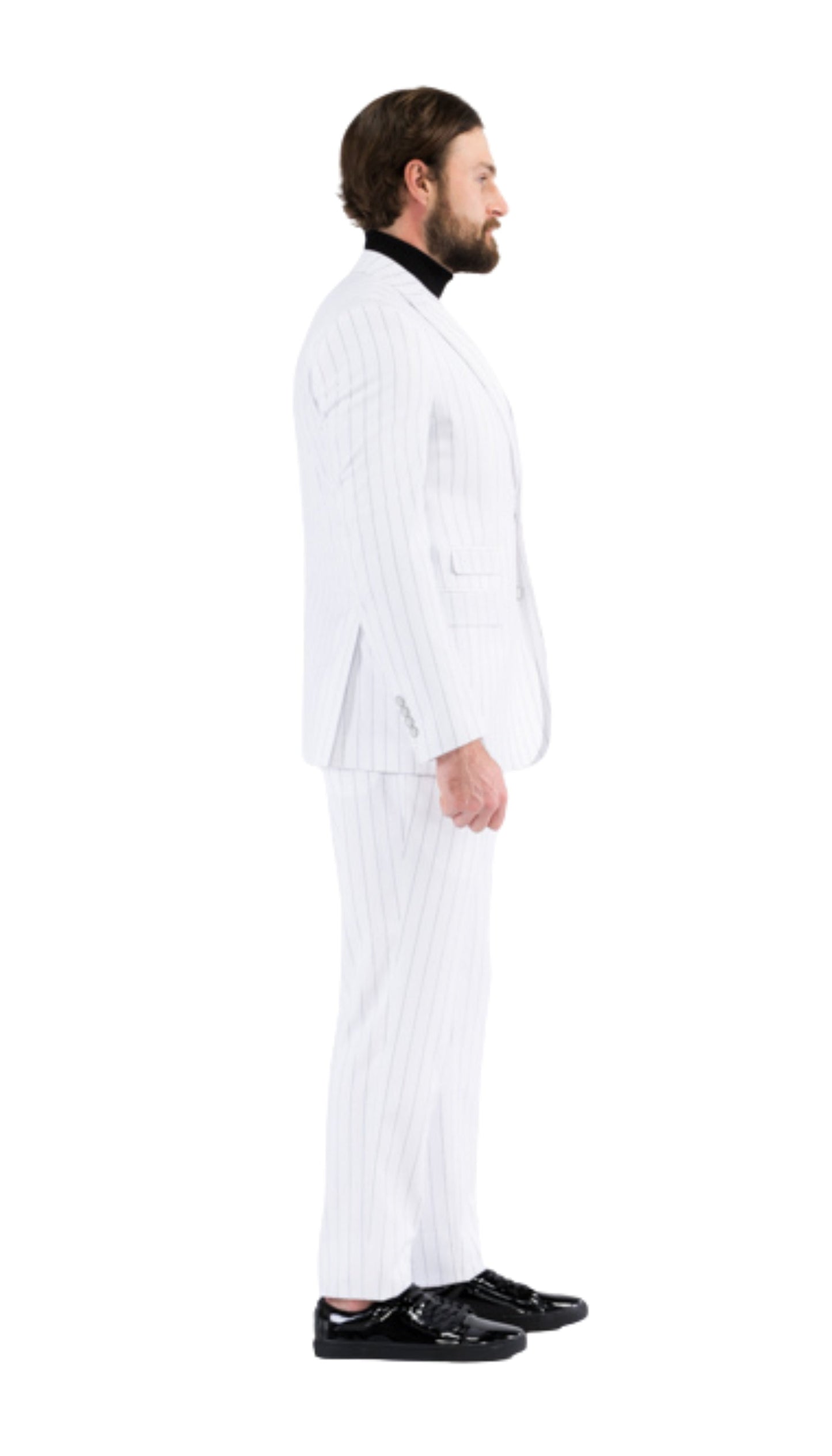 Bellagio White Black Mens 2 Button Slim Peak Lapel Suit With Pick Stitching Ticket Pocket Double Breasted Vest With Shaw