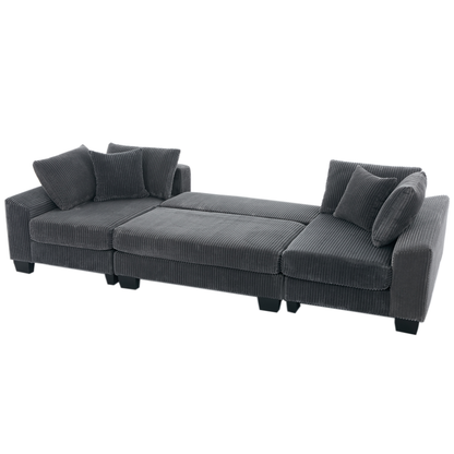 114' Sleeper Sofa,U Shaped Sofa , Pull Out Bed,Convertible Oversize 2 in 1 Sleeper Sofa, Living Room,Upholstery Sofa Bed