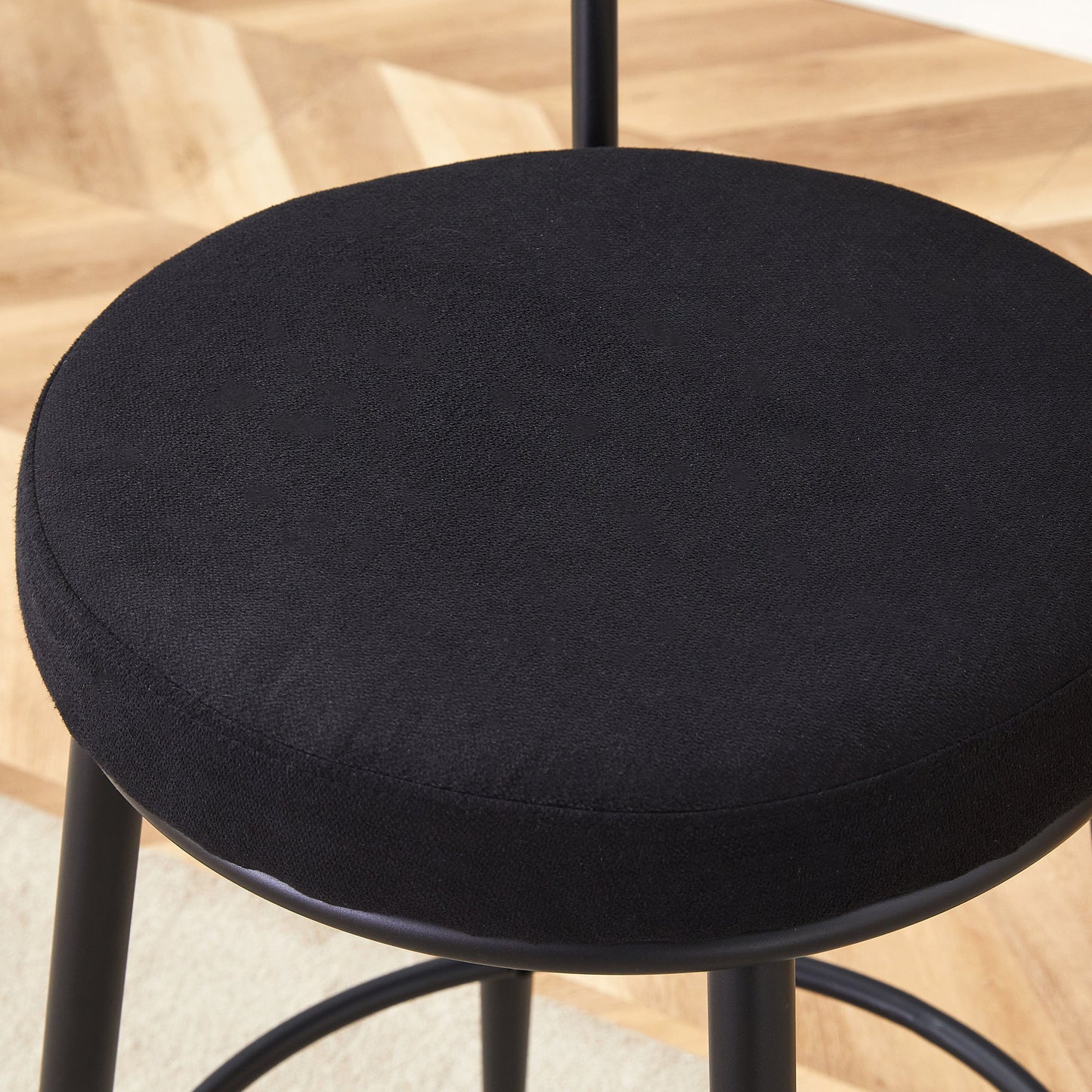 Stylish Ergonomic Bar Chairs Set With Black Breathable Cushions and Metal Legs, 35.5 Inches High, Pack of Two