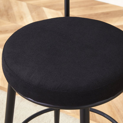 Stylish Ergonomic Bar Chairs Set With Black Breathable Cushions and Metal Legs, 35.5 Inches High, Pack of Two