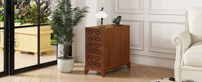 End Table With 3 Drawers, Corner Table With 2 Open Shelves, Tall Side Table for Bedroom and Corner, Walnut,Expect Arriva