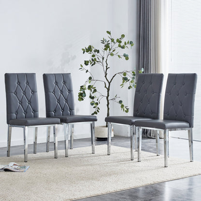 4 Piece Set of Gray Armless Dining Chairs Brings a Touch of Elegance and Mystery to the Dining Area With Its Deep Gray T