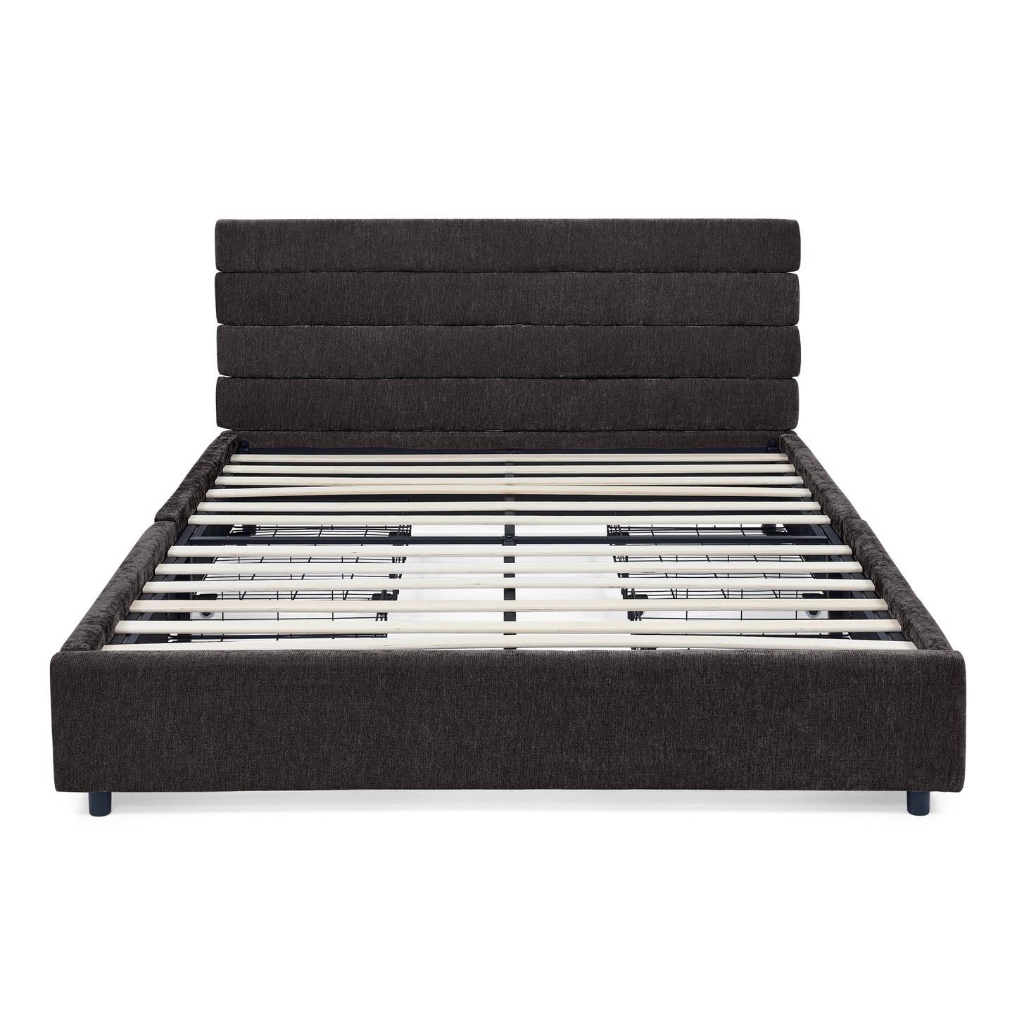 Queen Size Cushioned Bed, Comfortable Cushioned Bed Frame, Headboard and Solid Bed Frame - Beige (85 'X 66' X 36 ')