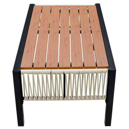 Multi-Person Outdoor Iron Sofa Set With a Table, Rattan Decoration, Waterproof, Rust-Proof, Suitable for Garden, Lawn Us