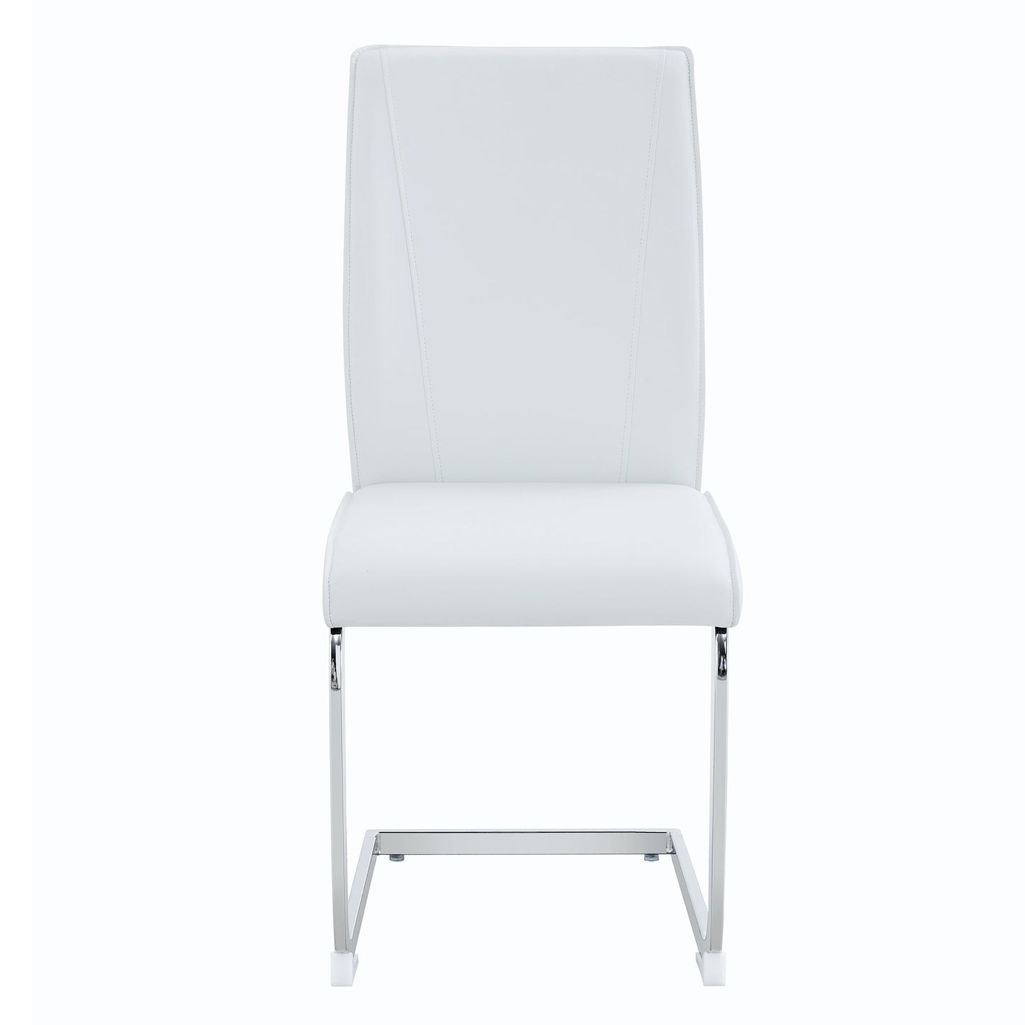 Luxury Simple Arch Chair - Set of 6 White PU High Resilience Dining Chair With Arched Metal Silver Leg