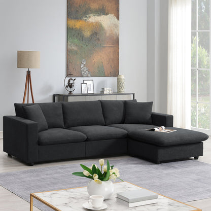 101*66' Modern Sectional Sofa With Throw Pillows,Cloud L-Shaped Couch Set With Wide Seat,4 Seat Polyester Comfy Fabric C