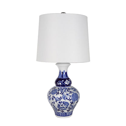 D14x27.6' Blue and White Round Ceramic Vase Lamp