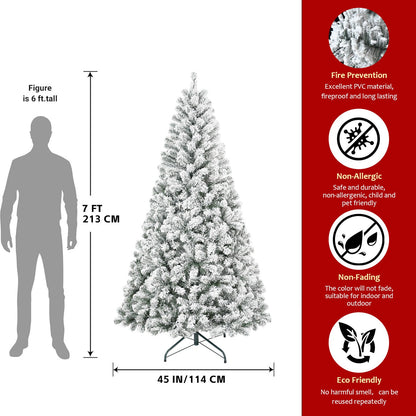 4FT Flocked Christmas Tree – Snowy PVC Artificial Holiday Tree With 233 Tips, Compact Full Shape, Sturdy Metal Stand, Ch