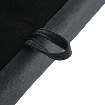 Black Upholstered 83' L-Shaped Sectional Sofa With Storage, Movable Ottoman, and Six Throw Pillows