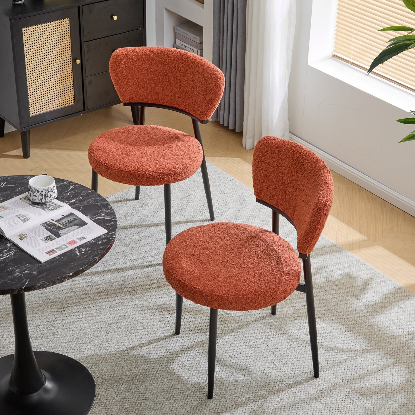 Upholstered Dinning Chair Set of 2-Orange