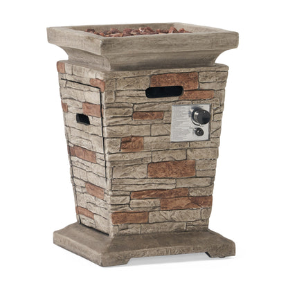 Outdoor 19.50' MGO Fire Column - 40,000 BTU, Natural Stone (Tank Inside)
