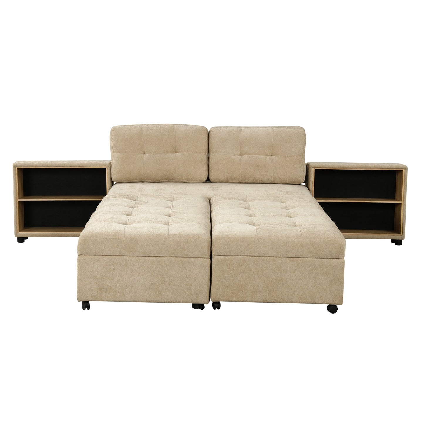 121.2' Versatile Sofa Bed Modular Sofa  Free-Combined Sofa With Two Storage Racks,  Brown