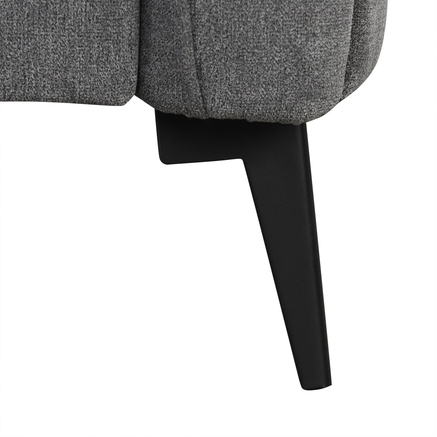 111' Upholstered 3-Seater Sofa Curved Sofa Couch With Two Printed Pillows for Living Room, Dark Gray