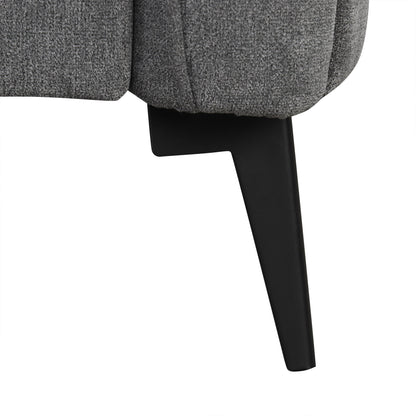 111' Upholstered 3-Seater Sofa Curved Sofa Couch With Two Printed Pillows for Living Room, Dark Gray