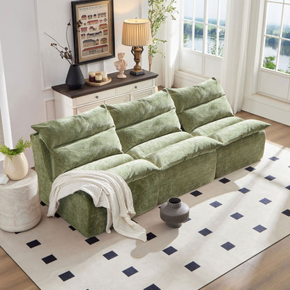 3 Seat Chair Sofa Lounge Chair With Backrest Fully Compressed Sofa Suitable for Living Room, Bedroom, Polyester,GREEN