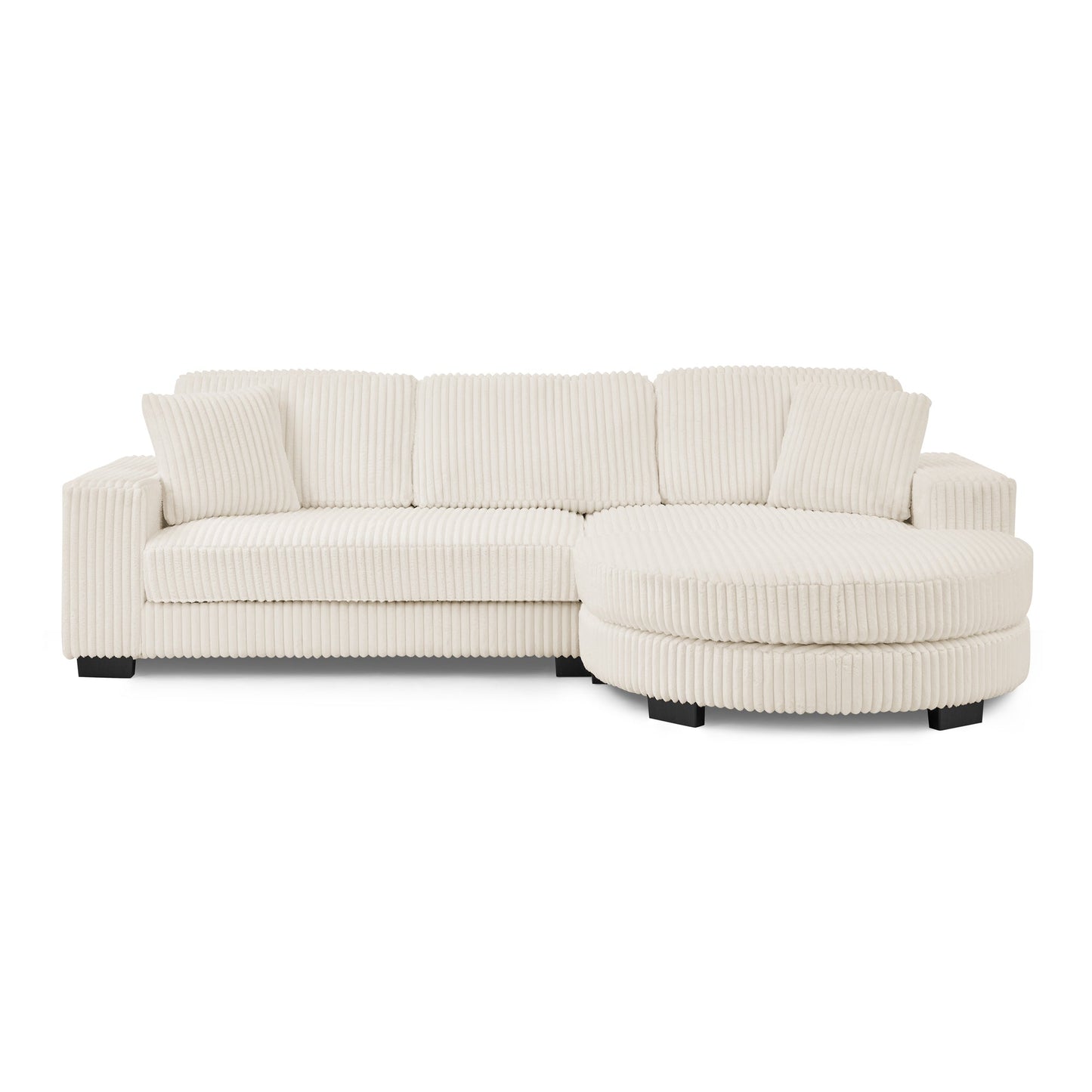 Corduroy Tufted Upholstered Sleeper Sectional Sofa, L-Shaped Modular Convertible Sofa ,The Arc-Shaped Footstool Can Be P