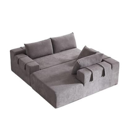 Modern Chenille Upholstered Sectional Sofa Couch Set,Modular 108' L Shaped Sectional Living Room Sofa Set With 6 Pillows