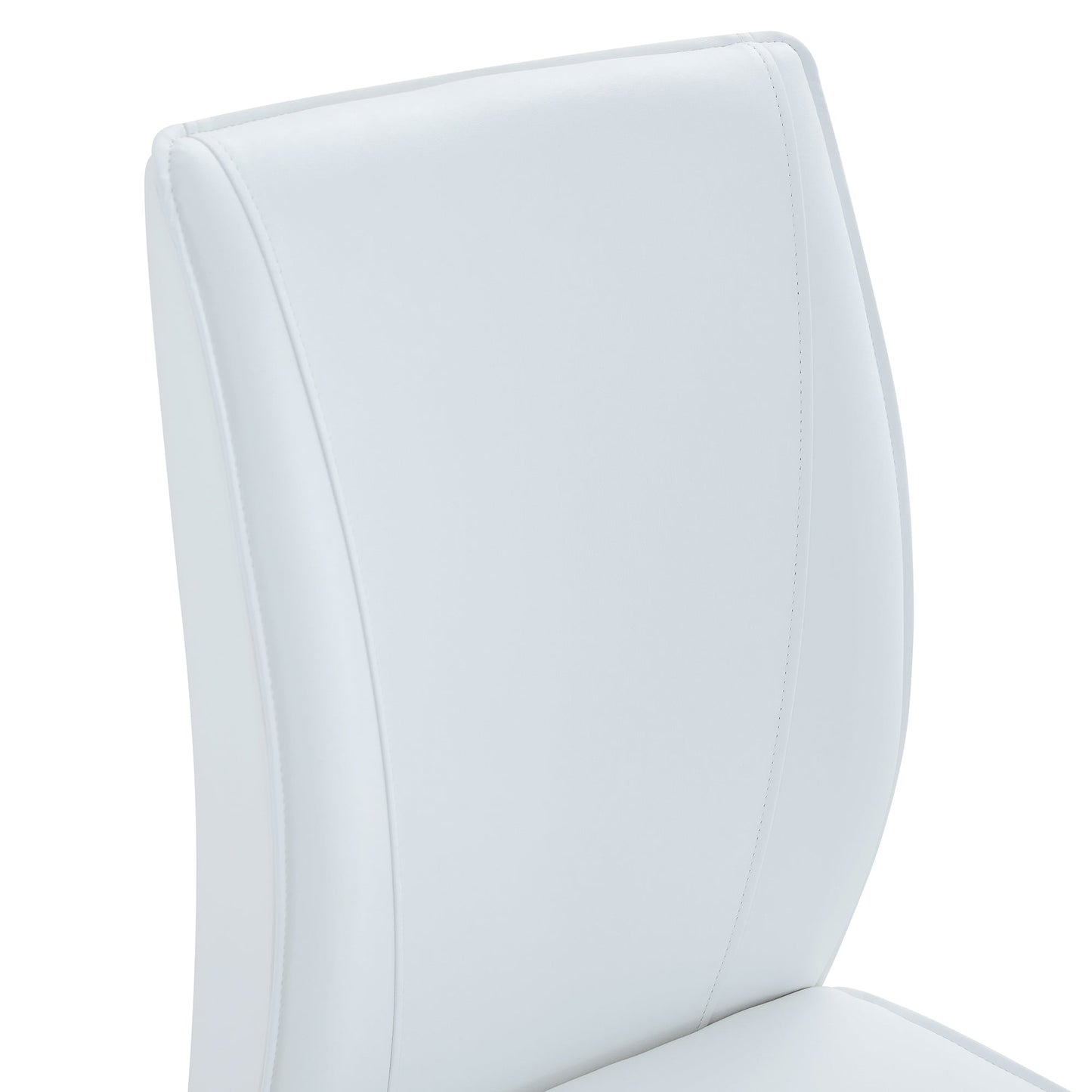 Luxury Simple Arch Chair Set of 2 - High Resilience Dining Chair With Arched Metal Gold Legs, White PU Material