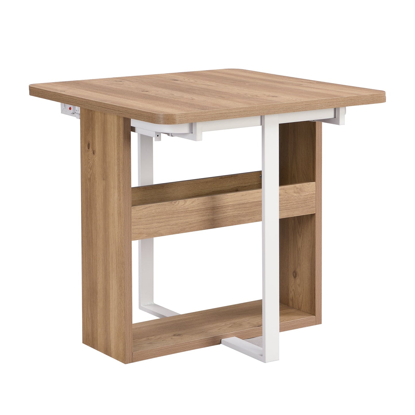 Modern Compact 63inch 5-Piece Extendable Dining Table Set, Foldable Square Kitchen Table Set With Storage Rack and 4 PU