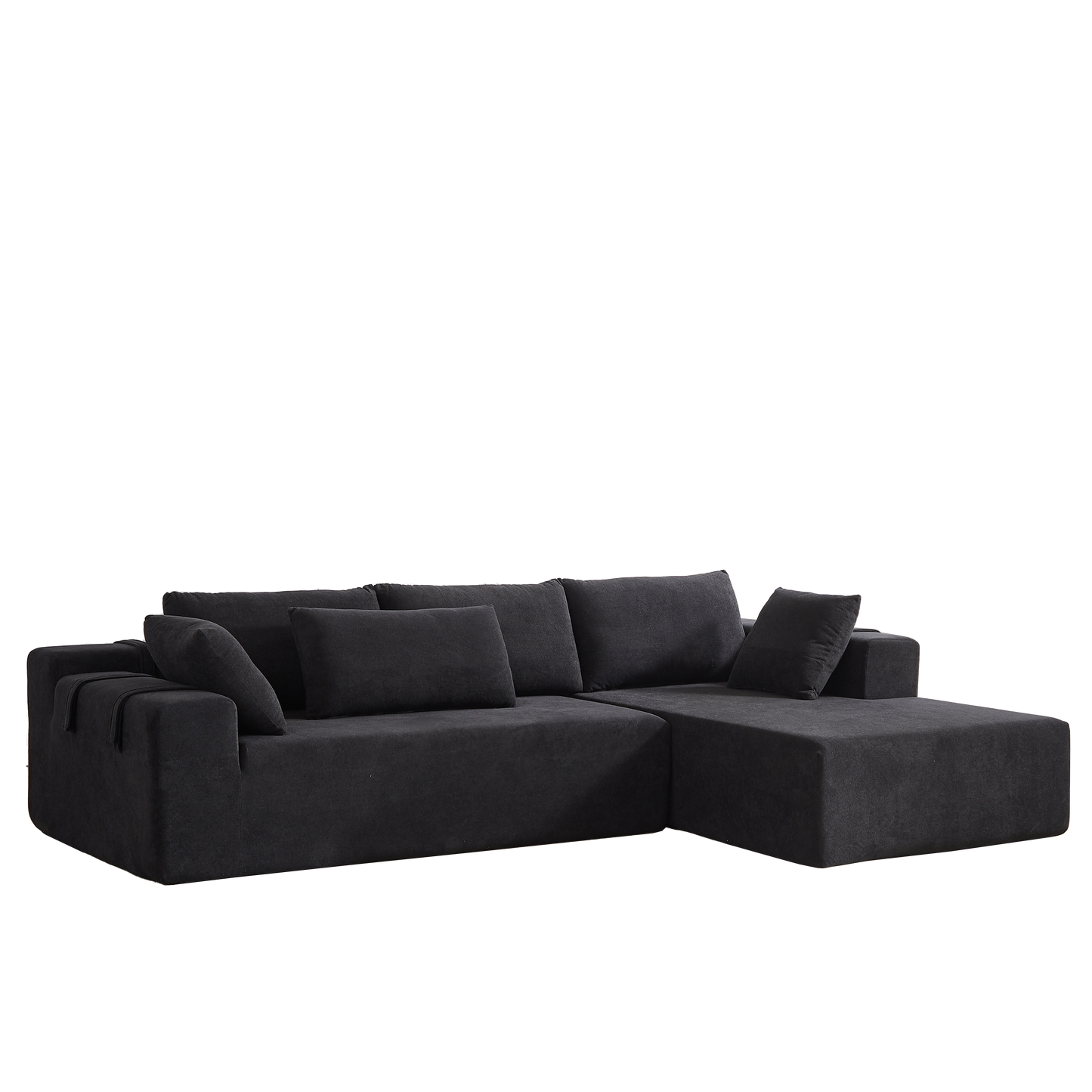 Modern Chenille Upholstered Sectional Sofa Couch Set,Modular 108' L Shaped Sectional Living Room Sofa Set With 6 Pillows