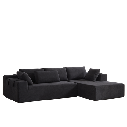 Modern Chenille Upholstered Sectional Sofa Couch Set,Modular 108' L Shaped Sectional Living Room Sofa Set With 6 Pillows