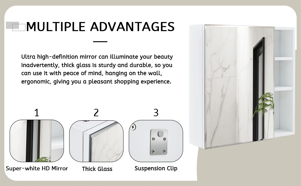 A White MDF Material Mirror Cabinet, Bathroom Mirror,  MDF Material Mirror Cabinet,a Separate Wall Mounted Bathroom Mirr