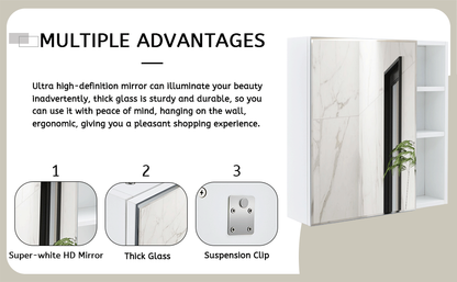 A White MDF Material Mirror Cabinet, Bathroom Mirror,  MDF Material Mirror Cabinet,a Separate Wall Mounted Bathroom Mirr