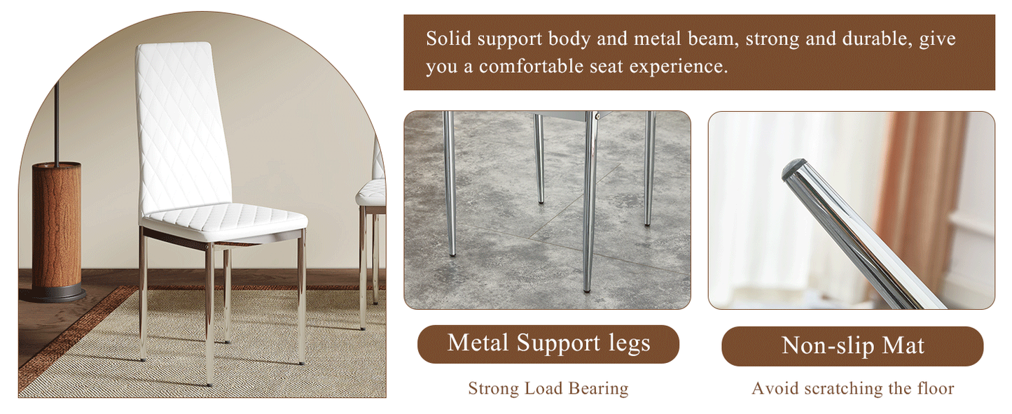 Modern Style Dining Chairs Set of 6 in White, Essential for Minimalist Homes.Meeting Family Dining Needs,PU Material Sea