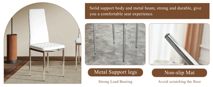 Modern Style Dining Chairs Set of 6 in White, Essential for Minimalist Homes.Meeting Family Dining Needs,PU Material Sea