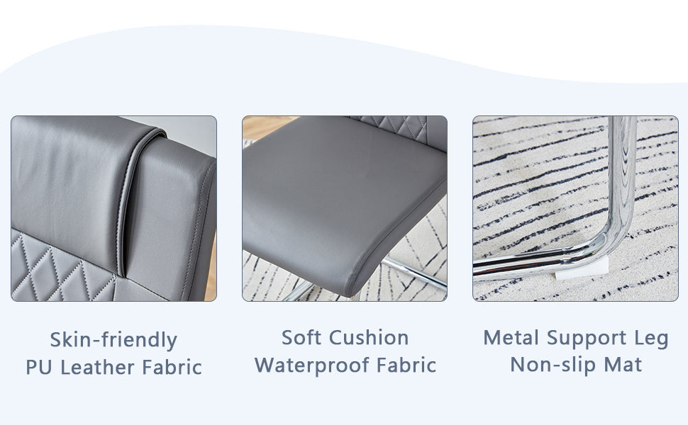 Table and Chair Set.63'x31.5x30' Black Marble-Patterned Slabs Tabletop With Stainless Steel Butterfly Legs.Paried With 6