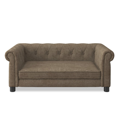 Modern Linen Fabric Elevated Pet Bed Sofa for Small and Medium Dogs - Brown