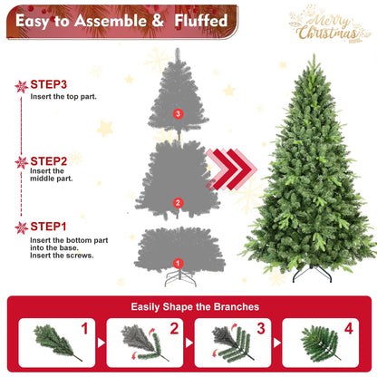 5FT Classic Christmas Tree With 967 PE+PVC Tips – Realistic Hinged Branches, Easy Assembly, Stable Metal Stand, Full Nat