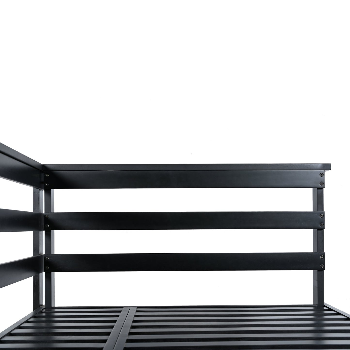 Country Patio Wooden Twin Size Swing Daybed Porch Swing Frame With 4pcs 96-Inch Hemp Ropes for Backyard, Garden, Black