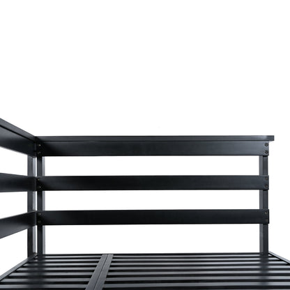 Country Patio Wooden Twin Size Swing Daybed Porch Swing Frame With 4pcs 96-Inch Hemp Ropes for Backyard, Garden, Black