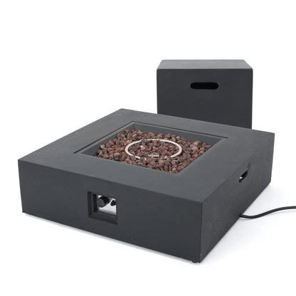 Outdoor 50000 BTU Propane Fire Pit, Dark Grey, With Tank Holder