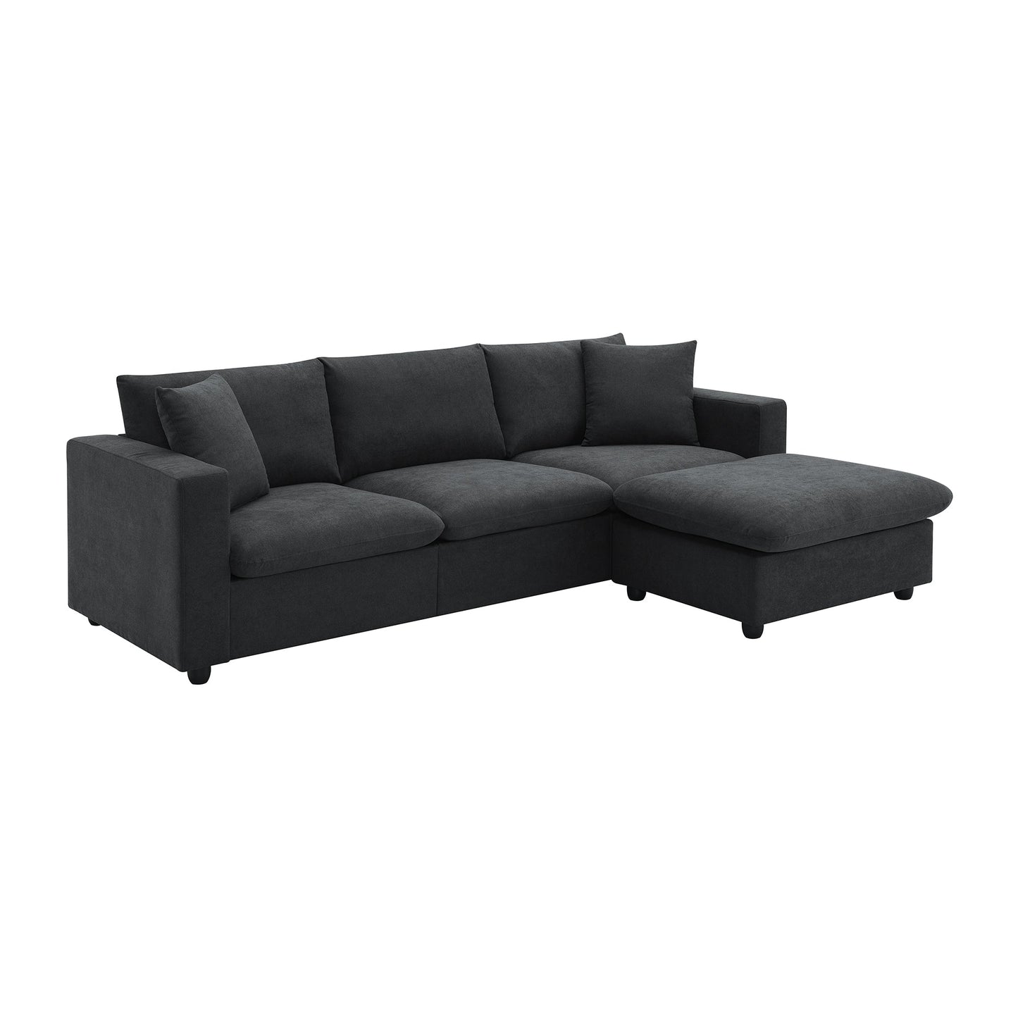 101*66' Modern Sectional Sofa With Throw Pillows,Cloud L-Shaped Couch Set With Wide Seat,4 Seat Polyester Comfy Fabric C