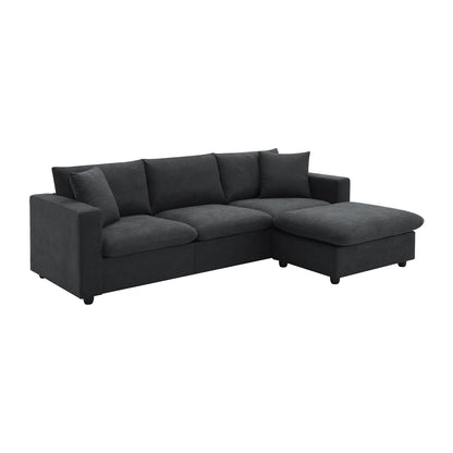 101*66' Modern Sectional Sofa With Throw Pillows,Cloud L-Shaped Couch Set With Wide Seat,4 Seat Polyester Comfy Fabric C